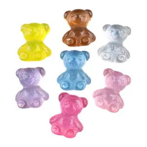 20 Pieces Transparent 3D Bear Shaped Beads, Mini Acrylic & Resin Bear Charms, Decorative Ornaments for Party, Christmas, Home Decor and Micro Landscaping