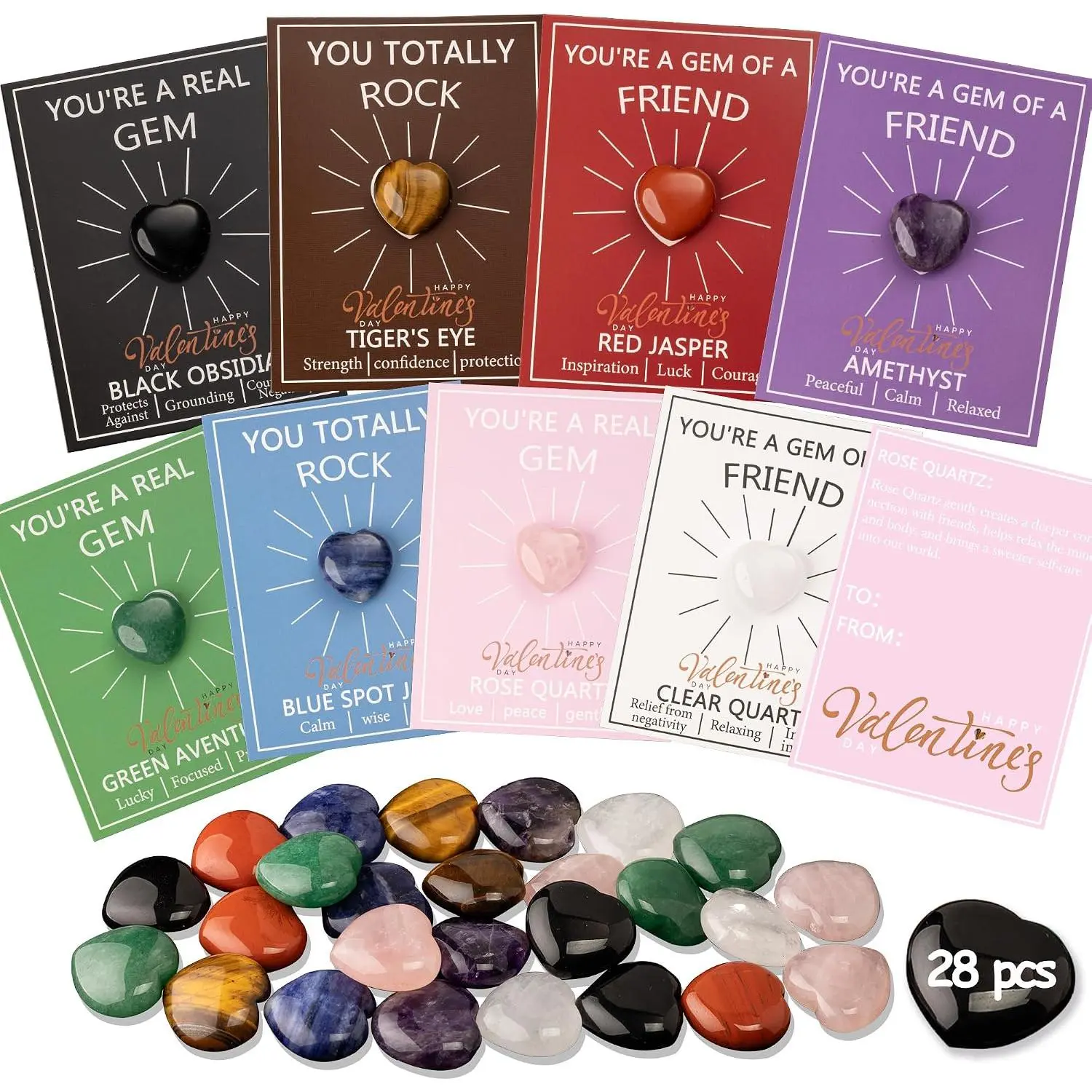 28 count Valentines Day Gifts for -Valentines Day Cards for  School classroom,valentines heart  with Cards,valentine exchange party favors for  boys girls,Valentines  bag filler
