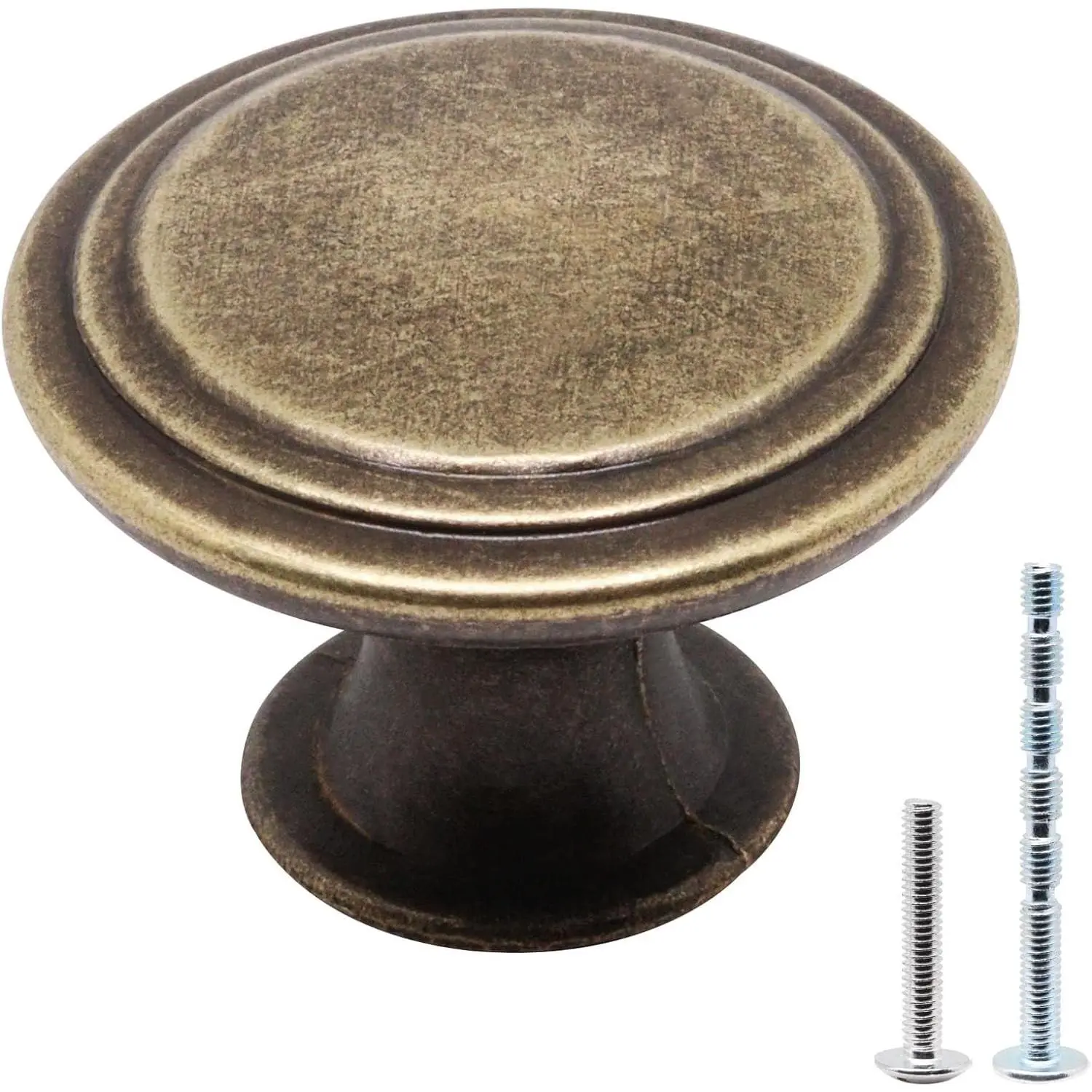 Cabinet Knobs Antique Brass 25 Pack, 1.2 inch Round Kitchen Cabinet Door Knobs Cupboard Knobs for Dresser Drawers Cabinets