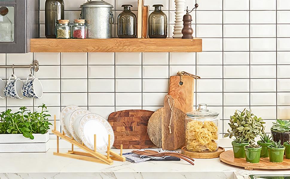 SICANDAENHK Tired of messy piled tableware?These 2 pieces bamboo dish rack set is your perfect solution!Multi-functional stand organizer for drying plates, bowls, cups, pot lids and cutting boards, space-saving slim design fits cabinets SICANDAENHK Tired of messy piled tableware?These 2 pieces bamboo dish rack set is your perfect solution!Multi-functional stand organizer for drying plates, bowls, cups, pot lids and cutting boards, space-saving slim design fits cabinets
