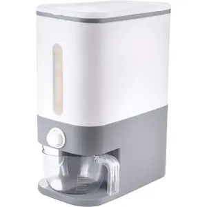 Rubtlamp 22.5-25 Lbs Gray Rice Dispenser, Rice Container with Lid, Rice Storage Container with Measuring Cup, Food Dispenser Rice Container, Storage Container for Cereal, Household Rice Bucket