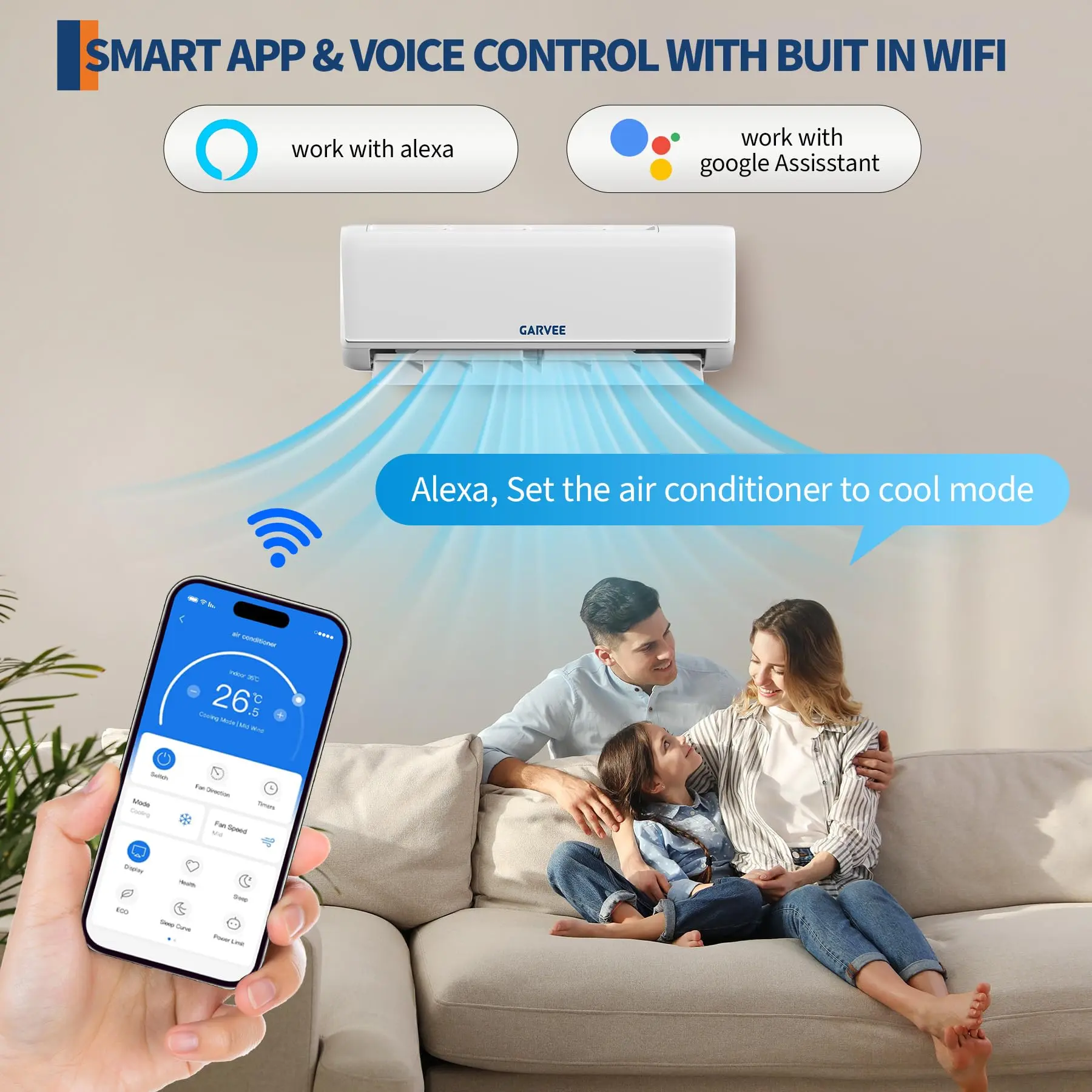 Mini Split Central Air Conditioner - 18000 BTU, 19 SEER2, 230V - Ductless System for Home - Cooling & Heating - WiFi Enabled - Efficient Climate Control