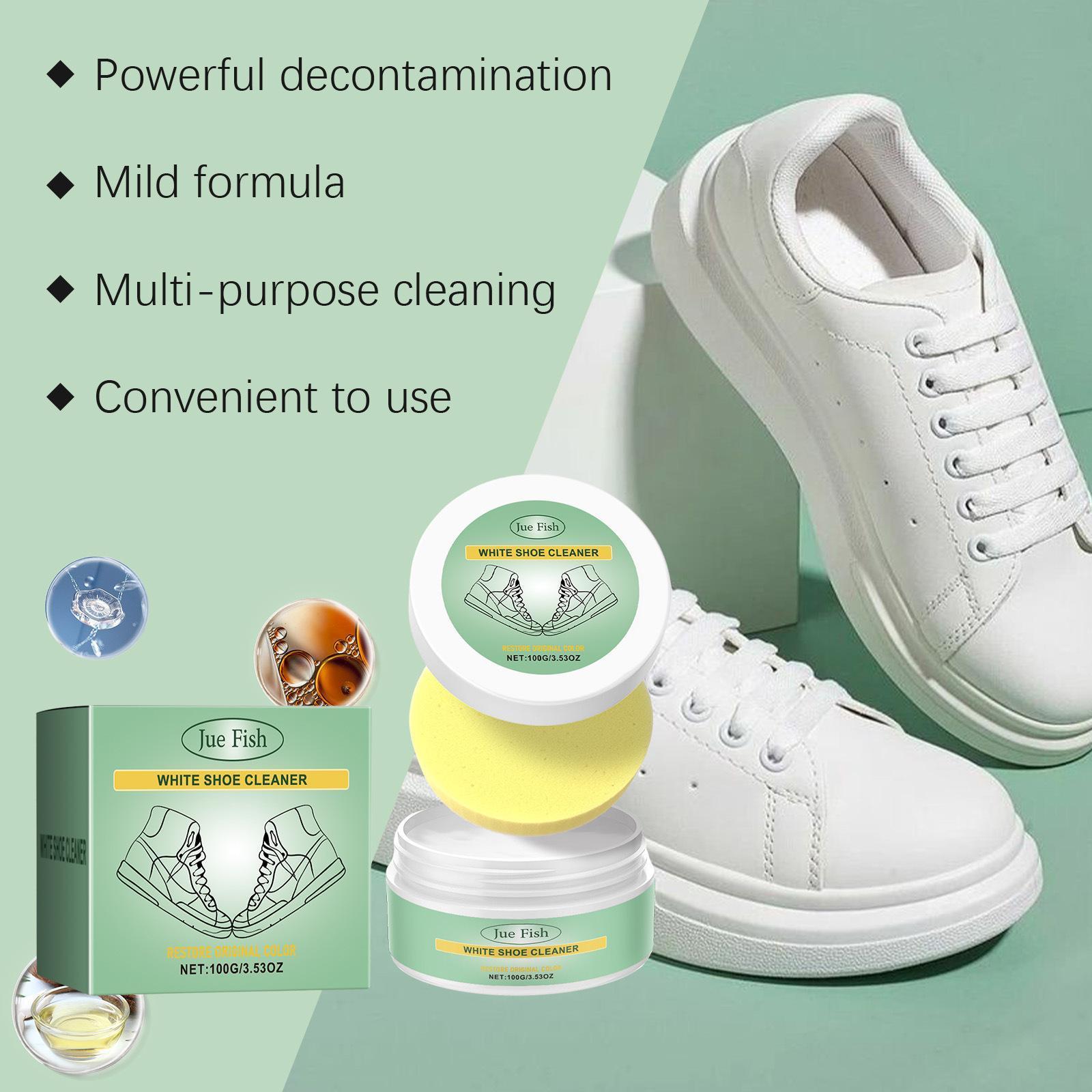 White Shoe Cleaner Cream Multipurpose No-Wash Solid Comes with Sponge Removes Stains Ideal for Leather Silicone Car Interiors Mild Non-Irritating Eco-Friendly YT