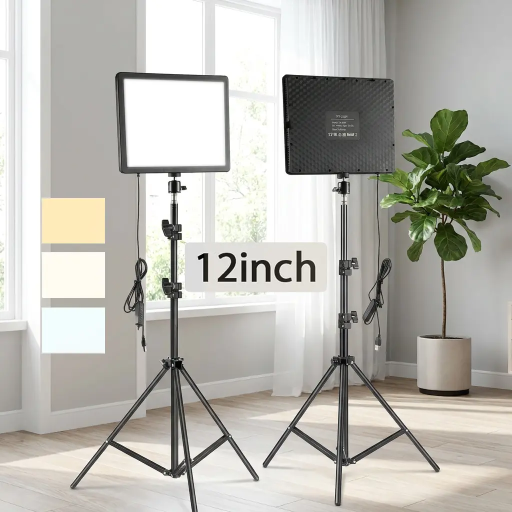 Adjustable 12 Inch Video Fill Lamp with Overhead Tripod Stand 360° Rotation for Speedlight Photography Studio Makeup Meeting Live Streaming248