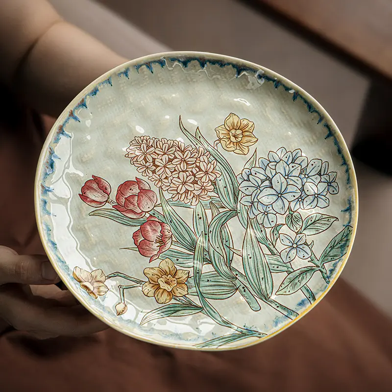 Especially beautiful plates, vintage ripple-patterned shallow plates, exquisite dessert plates, ceramic steak dinner plates
