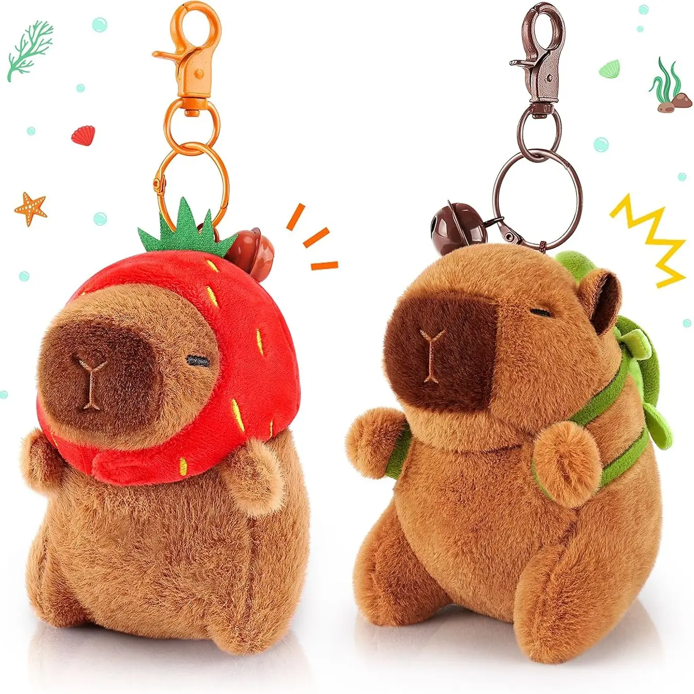 2pcs Brown Capybara Plush Keychain, Animal Keychain Bag Charm Capybara Keychain Stuffed Animal, Capybara Plush Toys Key Chain, Cute Birthday Gifts for Kids Adults, Cute Keychains