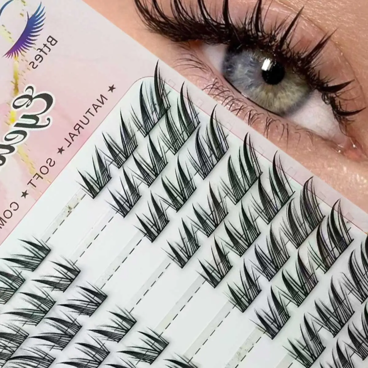 60 Pieces C-Curl Cartoon Eyelashes, 12mm Cluster Eyelashes, Fox Cat Cluster Eyelashes, Natural Makeup Effect, Cosplay Cartoon Eyelash Extensions, Fluffy, Sharp, Long And Thick Eyelashes, Fox Cat Eyelashes, Single Natural Long Faux Mink Lashes, Reusable, C