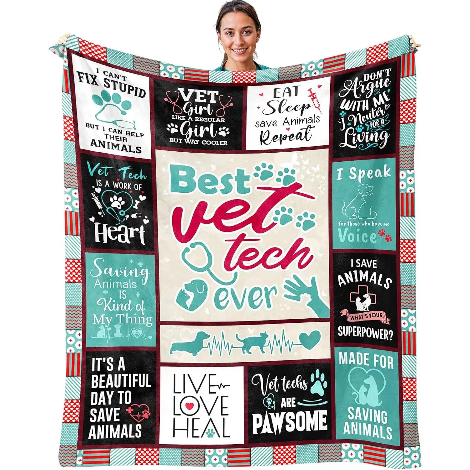 Vet Tech Gifts - Vet Tech Week Gifts for Women - Veterinary Technician Week Gifts - Vet Techs Appreciation Gift Bulk/Supplies/Accessories - Veterinary Technician Gift Blanket 60" X 50"