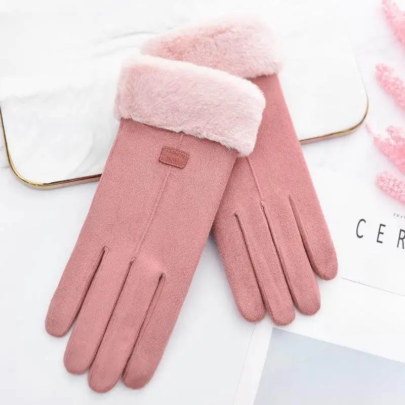 Warm Winter Gloves with Fuzzy Lining, Touchscreen Thickened Cold Weather Sports Gloves, Outdoor Cycling, Christmas Gift, Girl's Gift
