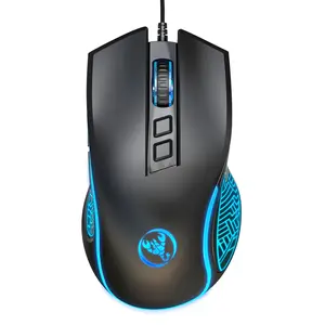 Hxsj-X100 Wired Gaming Mouse, RGB Lighting, Suitable for Office and Gaming, Right-Handed, Optical Movement Detection, Model X100, Gaming Accessories