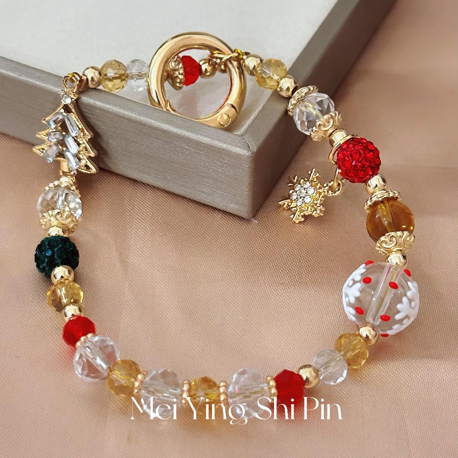 Green Christmas Tree Bead Phone Strap, Luxurious and Minimalist Accessory, Fashionable and Personalized Wind Chime Keychain