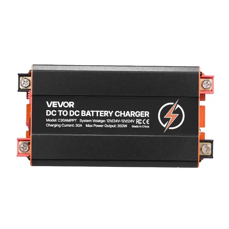 VEVOR DC-to-DC MPPT On-Board Battery Charger, 350W 30A, Solar Panel/Alternator Dual Input, Smart Multi-Stage Charging for LiFePO4/Lead-Acid Batteries, 12V/24V-12V/24V, for RV Home Backup, Dc To Dc Charger