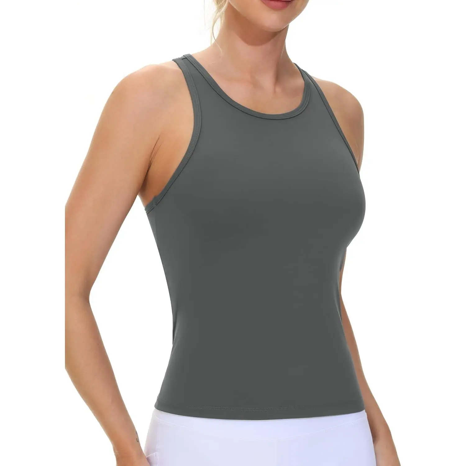 Racerback Workout Tank Tops for Women Sleeveless Yoga Shirts| Slim Fit, Racerback Design, Sleeveless Basic Tops, 4-Way Stretch Fabric, for Athletic Running Yoga and Casual