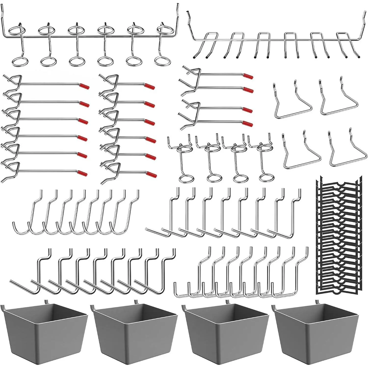 120-Piece Pegboard Hooks Set, Peg Board Organizer Accessories with Bins for Hanging Various Tools in Garage, Kitchen, Craft Room