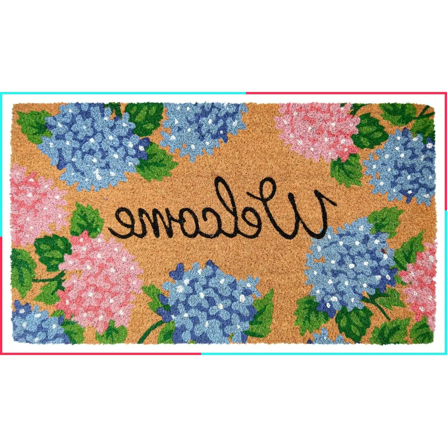 Hydrangea Floral Coir Welcome Door Mat, 30x17 Inch Spring Doormat