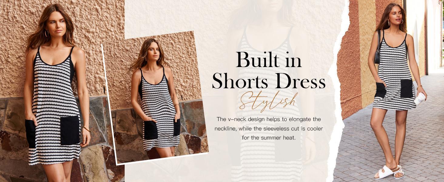 Imily Bela Women's Summer Mini Dress Casual Workout Tennis Dress with Shorts Sleeveless Althletic Dresses