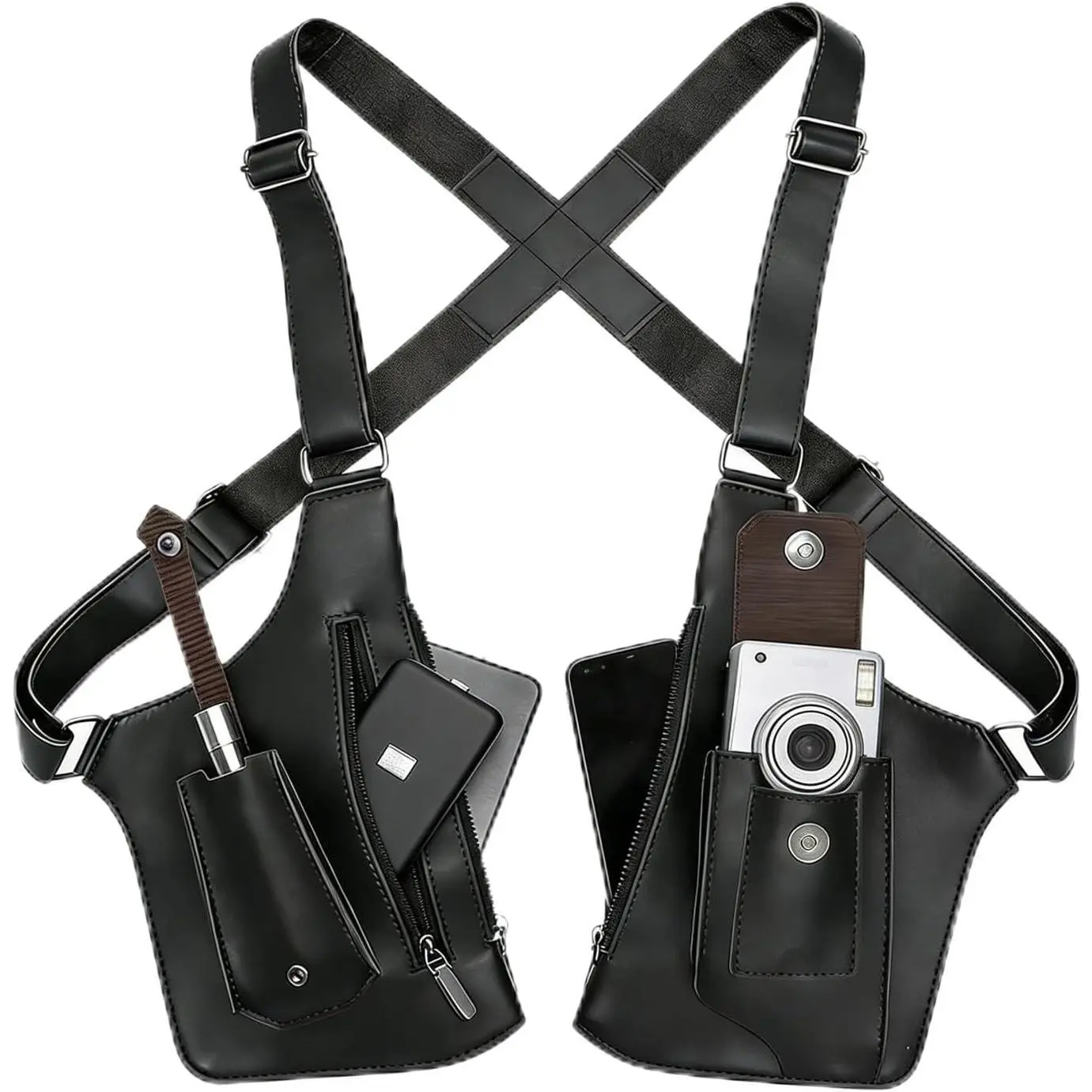 Double Shoulder Armpit Bag for Men, Anti-Theft Shoulder Holster for Men | Hidden Underarm Wallet Pouch with Adjustable Straps for Travel & Daily Use, Includes Cleaning Cloth, Stealth Crossbody Style