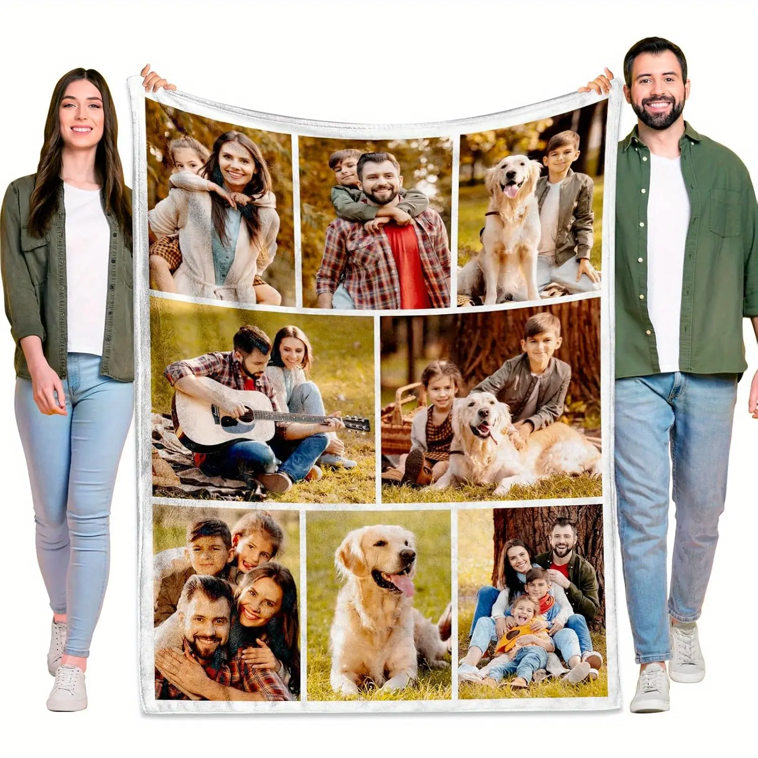 A custom photo blanket featuring various images - made from high-quality flannel, this vintage-style blanket is perfect for all seasons and is an ideal choice for family, friends, couples,Christmas,Personalized,Oogie,digital,print