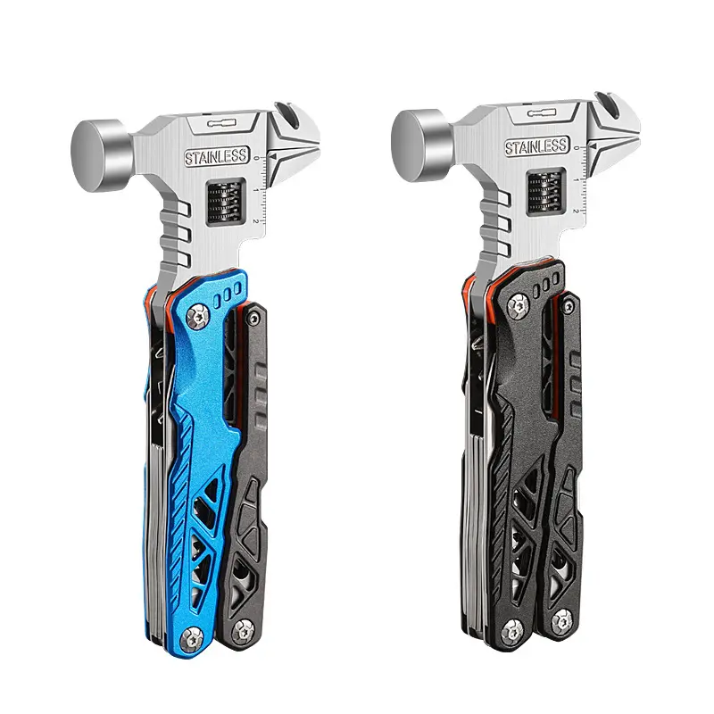 Outdoor camping multifunctional round-head hammer stainless steel folding hammer pliers emergency vehicle-mounted combination tool hammer