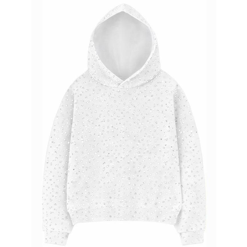 2026 Rhinestone Glitter Unisex Spring Oversized Hoodies Sparkly Long Sleeve Shirts Party Hooded Sweatshirts Tops