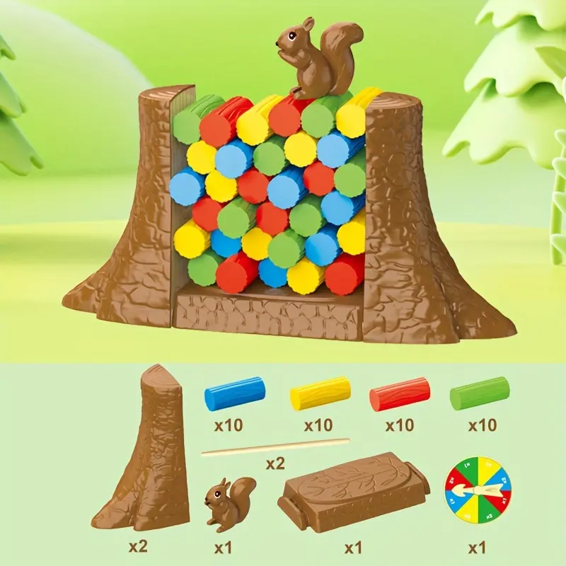 For Youngsters - Strategy Skills, Squirrel Stacking Game - Interactive Family & Multiplayer Fun - Durable Plastic, Mixed Colors