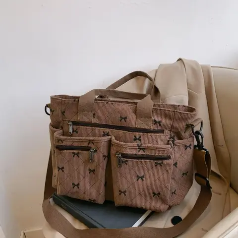 【Black Friday】2026 Fall & Winter Handbag, Fashion Simple Multi-Pocket Handbag, Leopard Print & Bow Pattern, Shoulder & Crossbody Bag, Suitable for Students and Adults