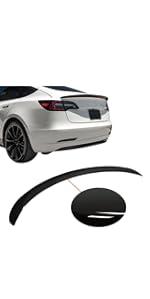 Rear Trunk Spoiler Wing Lip Compatible with 2017-2023 Tesla Model 3 Tail Wing Rear Trunk Lid ABS Plastic (Glossy Black) Car Accessories