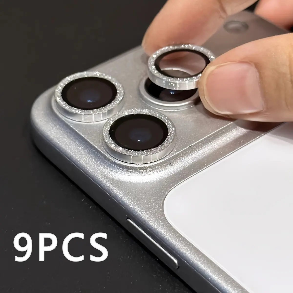 Premium Glitter Camera Lens Stickers (9-Pack) Phone Accessories, Compatible with iPhone 17 Pro Max/16/15/15plus/14/14plus/13/12/11 Series & Other Smartphones, Stylish Aesthetic, High-Clarity Transparency, Original Look Design for Mobile Photographers