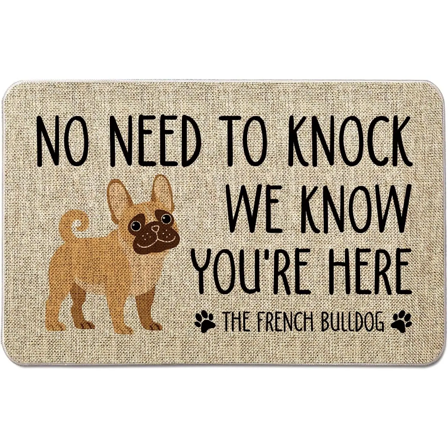 Door Mat  Bulldog Welcome Doormats 17 x 27 Inch No Need to Knock We Know You're Here Entrance Rug   Kitchen Floor Front Door Mat for Outdoor Indoor
