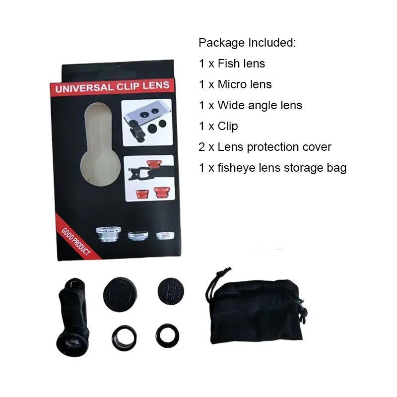 Universal Clip Lens Set, Professional 3 In 1 Mobile Phone Camera Lens, Portable Wide Angle & Fisheye & Macro Lens, Lens Kit for Mobile Phone, Cell Phone Accessories, Phone Lens Filter