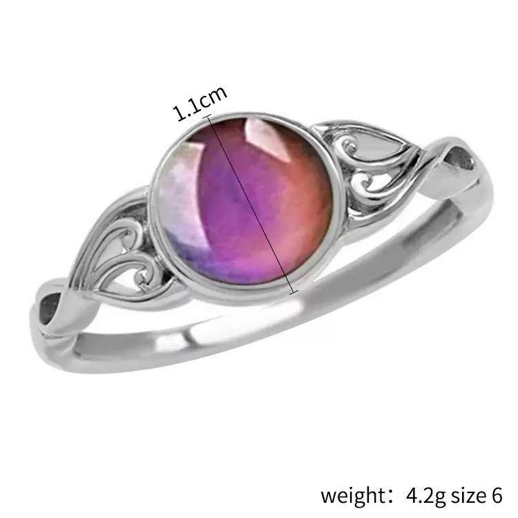 Mood Ring for Women - Temperature Sensitive Color Changing Stone Band, Vintage Adjustable Finger Ring, Unique Emotional Jewelry Gift for Her