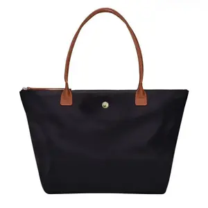Women's Large Capacity Tote Bag, Nylon Oxford Work Bag with Contrast Leather Handles for Commute and Daily Travel, Tote Bags, Work Bags For Women
