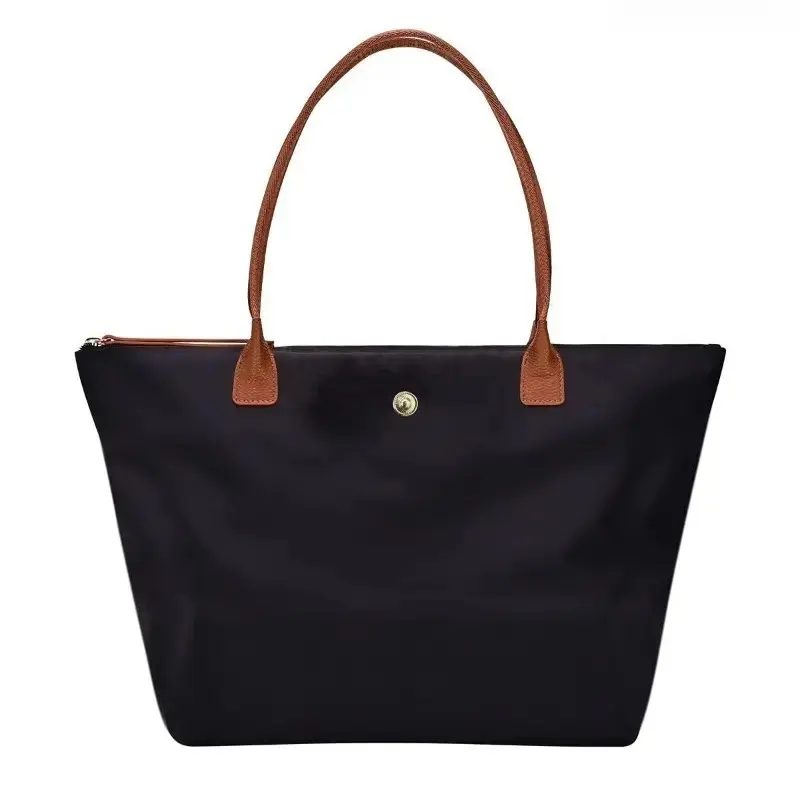 Women's Large Capacity Tote Bag, Nylon Oxford Work Bag with Contrast Leather Handles for Commute and Daily Travel, Tote Bags, Work Bags For Women