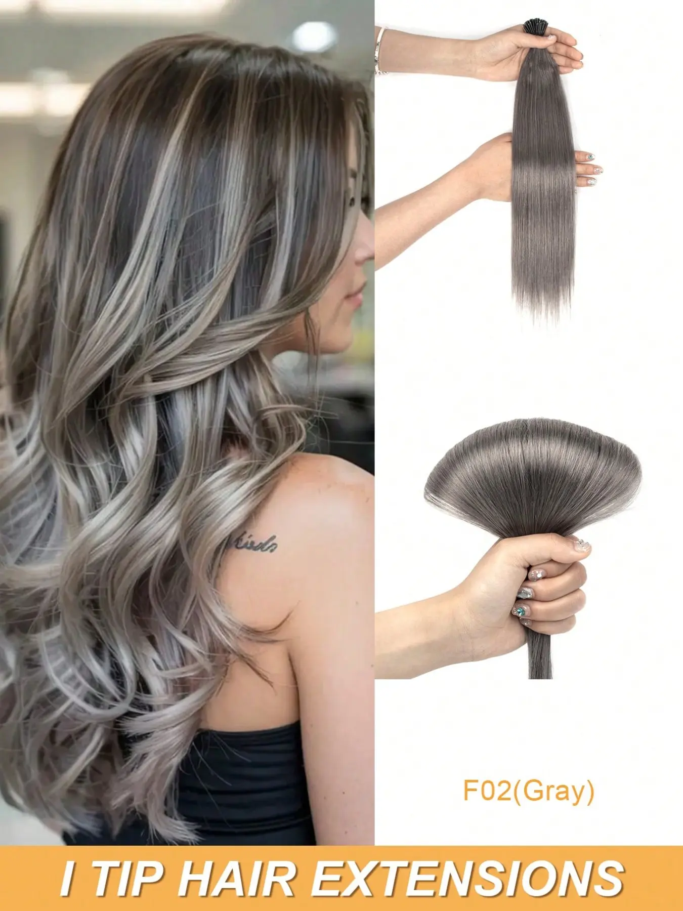 I Tips Hair Extensions Human Hair 12-20inch Straight Human Hair Rainbow Color Silky Human Hair Soft Human Hair Easy to Maintain Itip Human Hair Extensions  for Party