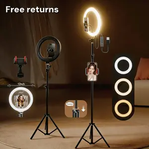 10 Inch LED Selfie Ring Light with 180cm Extendable Tripod Stand and Phone Holder, Adjustable Brightness and Color for Makeup, Live Streaming, Vlogging, Home Videos, Online Meetings, Content Creation, Father’s Day#Summer Wins