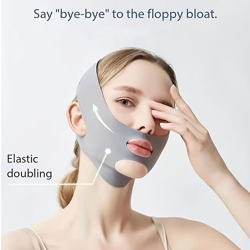 Breathable Seamless V-Shaped Mask 2 Pieces Dark Gray Adjustable Reusable Facial Beauty Tool for Women Men Universal Fit Skin Repair