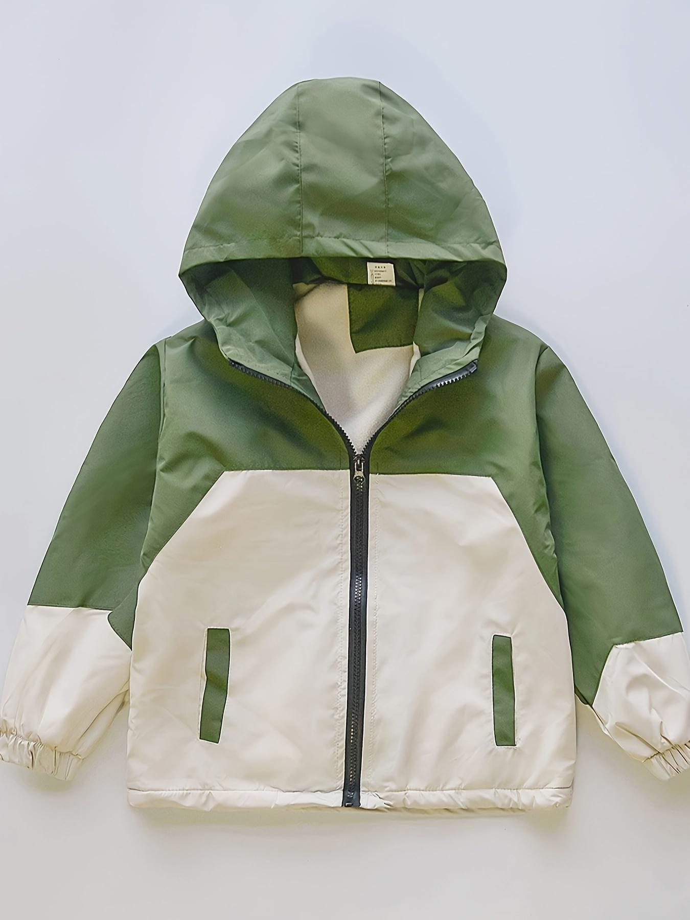 NewBoys' Fleece-Lined Windbreaker Jacket for Older Kids, a New Style for Spring And Autumn 2024, Trendy Casual Wear