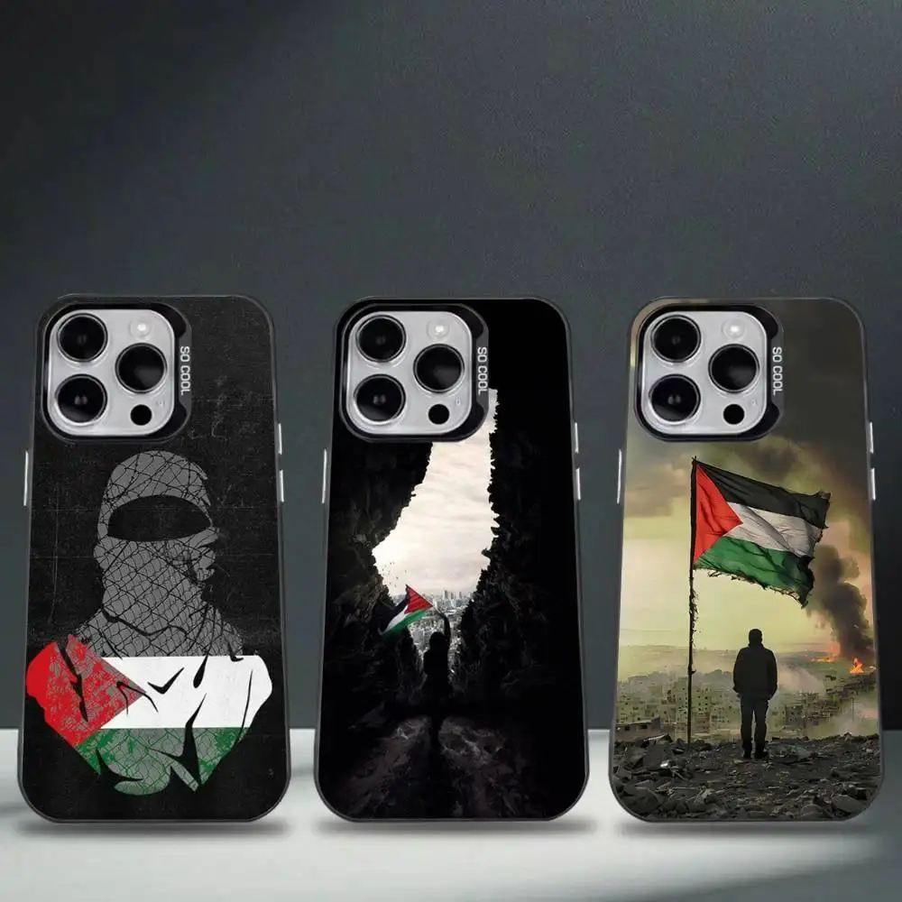 Palestine Flag Map Smartphone Case - Anti-Fall Black Matte Hard Shell, Personalized Colorful Handheld Cellphone Accessory with Resistance for iPhone 17 Air,16,15,14,13,12,11 Pro Max Plus & Samsung S26,S25,S24,S23,S22 Plus Ultra Devices