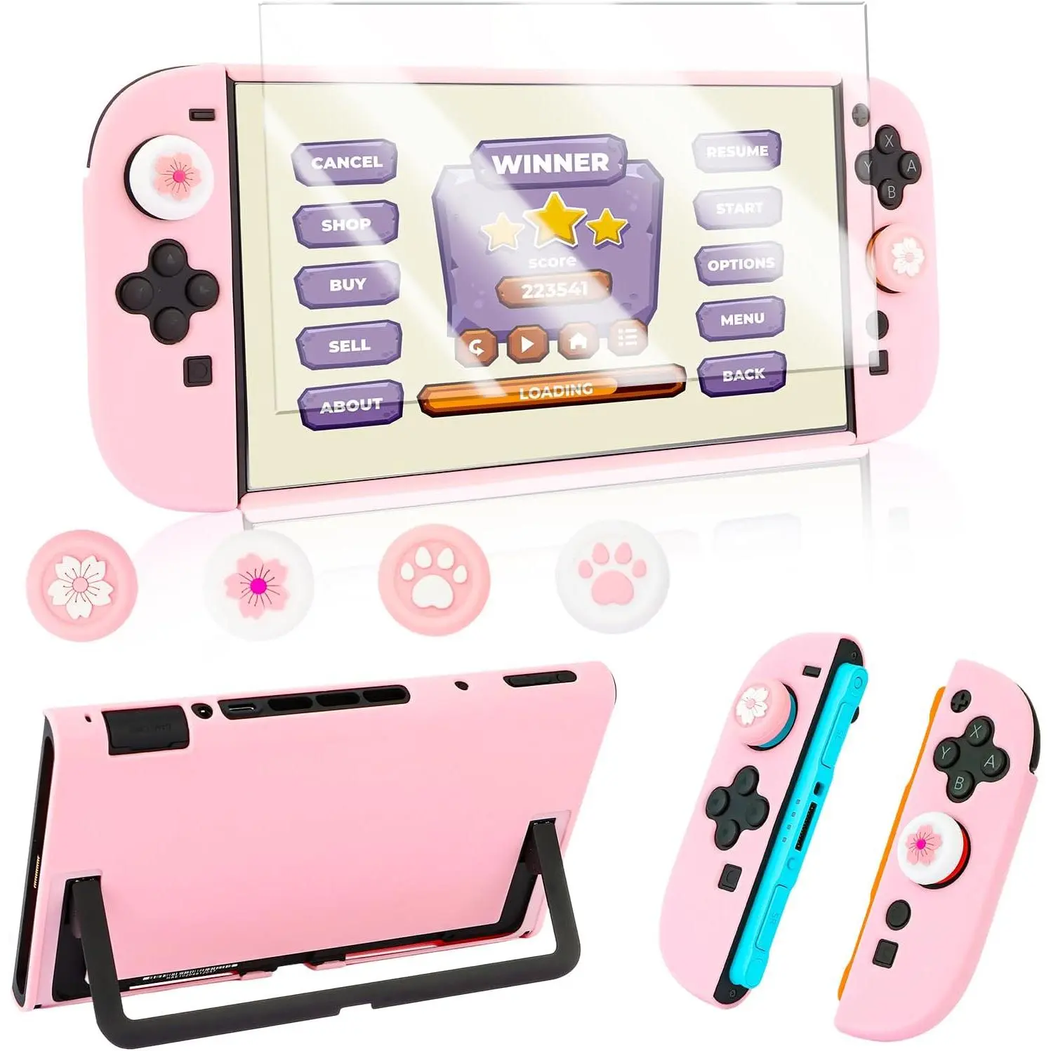 Protective Shell Compatible with   2, Dockable Case Cover for  2 with Glass Screen Protector and 4 Thumb Grips,Shock-Absorption and Anti-Scratch