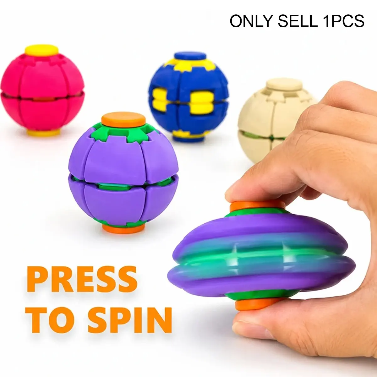 Two-In-One Pressure Relief Gear Ball, Smooth Silent Finger Spinner, Multicolor Portable Desk Toy, Stress Relief Puzzle Cube