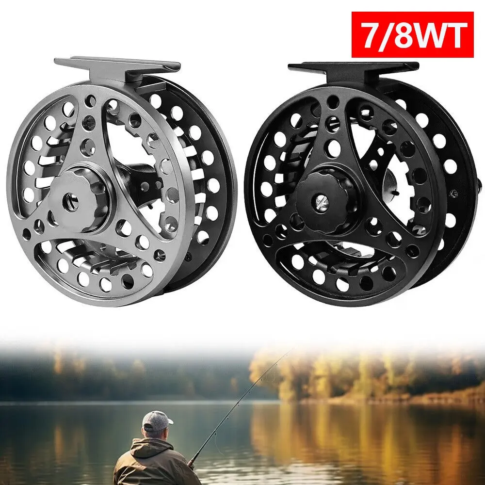 7/8WT Sword Fly Fishing Reel, CNC-Machined Aluminum Alloy Fly Reel, Lightweight Aluminum Alloy Design, Corrosion Resistance Design, Pre-Loaded with Fly Line, Smooth Drag System