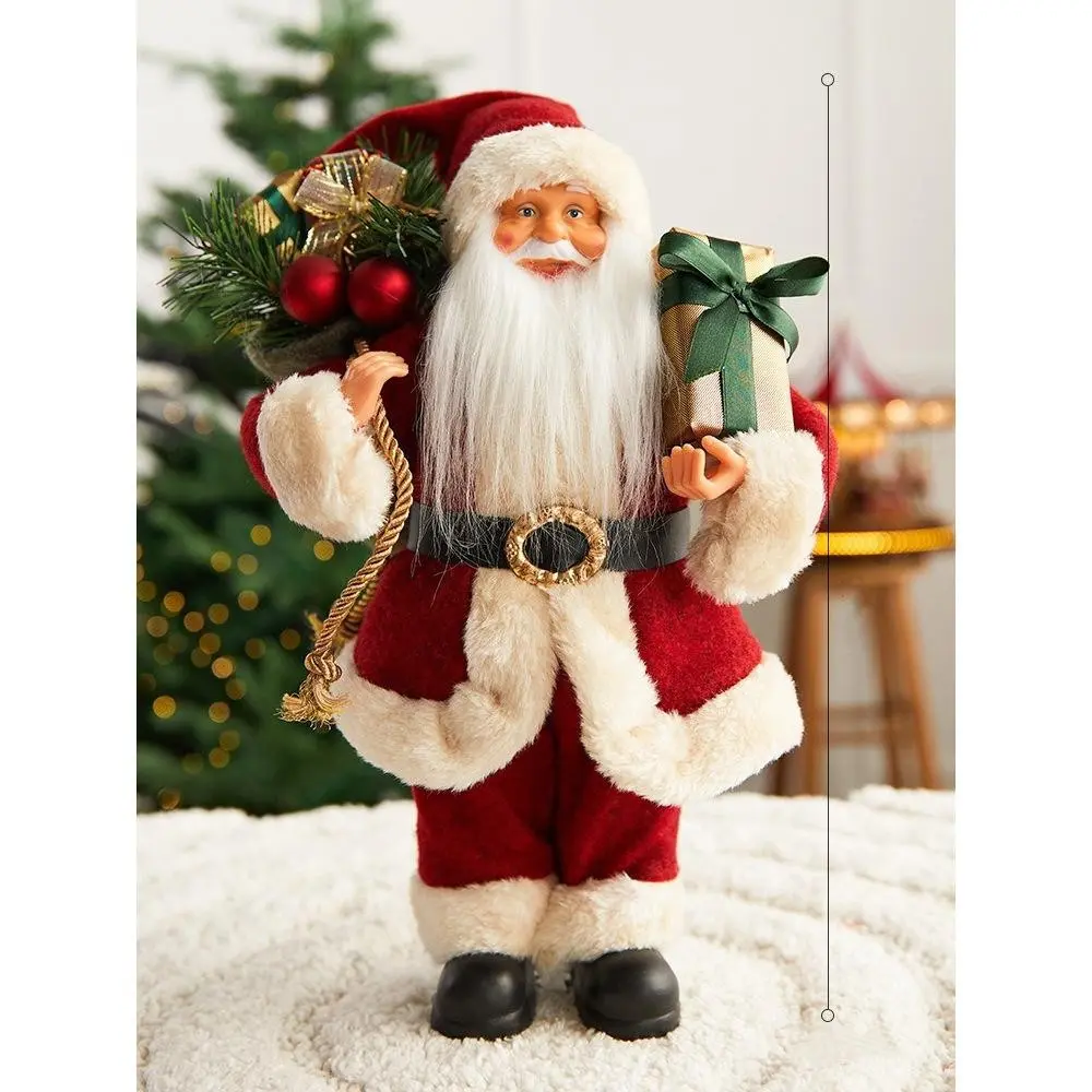 Fabric Santa Claus Doll Ornament, Christmas Scene Decoration, Hotel Window Display, Desktop Decor, Festive Holiday Accessory
