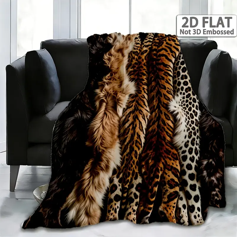 2D Flat, 1-piece Set, Cozy Warm Blanket, Soft Fluffy Blanket, Plush Faux Fur Printed Flannel Blanket, Leopard Zebra Printed Super Soft Blanket, Suitable for All Seasons, Sofa Bed Camping Trips, Pet Lovers