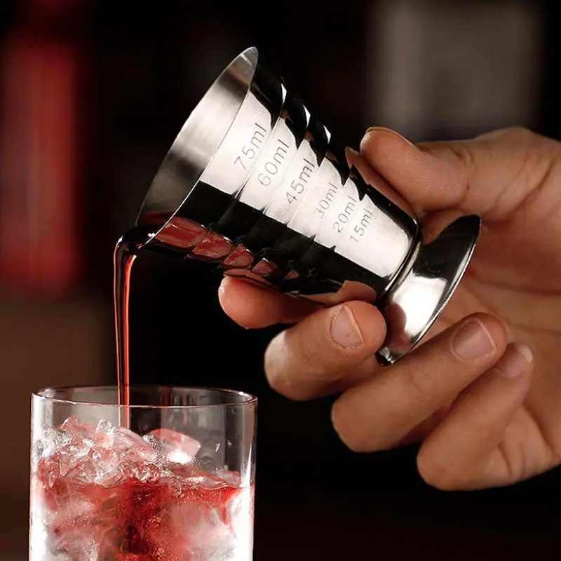 75ml Bar Tool Measuring Cup Stainless Steel 0.5oz-2.5oz Etched Double Cocktail Jigger for Bartending