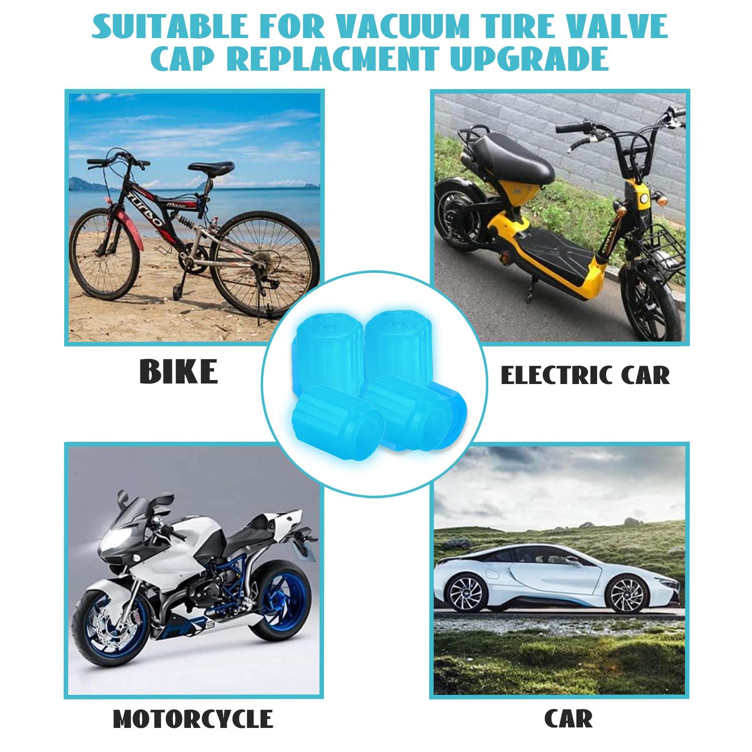 Fluorescent Glow-in-Dark Waterproof Shine Air Caps Cover, Universal Glow-Ready Caps for Car Tire Valves & Bike Stem Covers, Great for Bike and Car Use