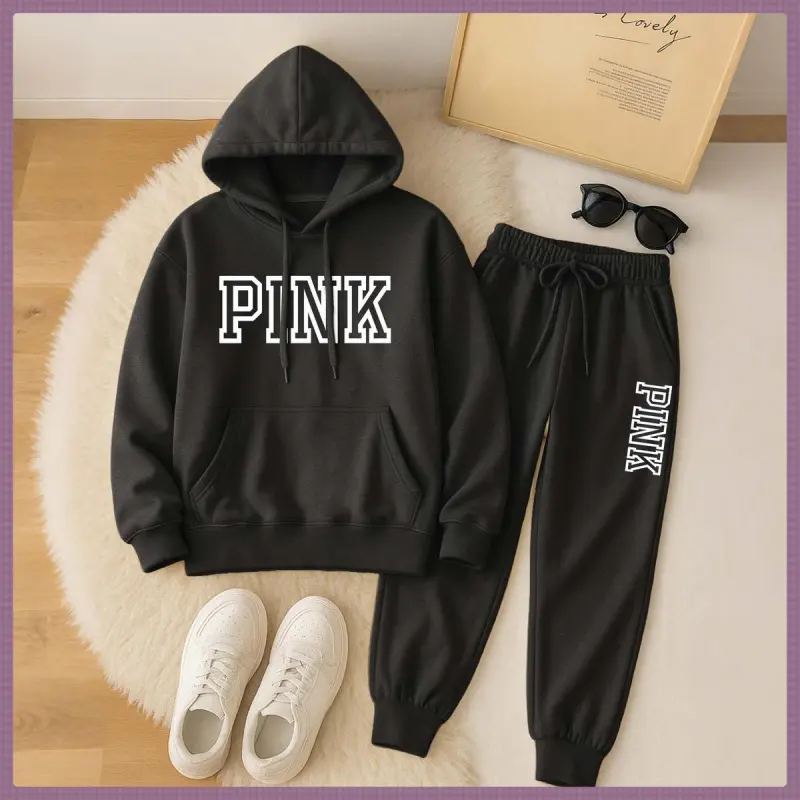 pink black zip up jacket victoria secret - TikTok Shop display picture 1