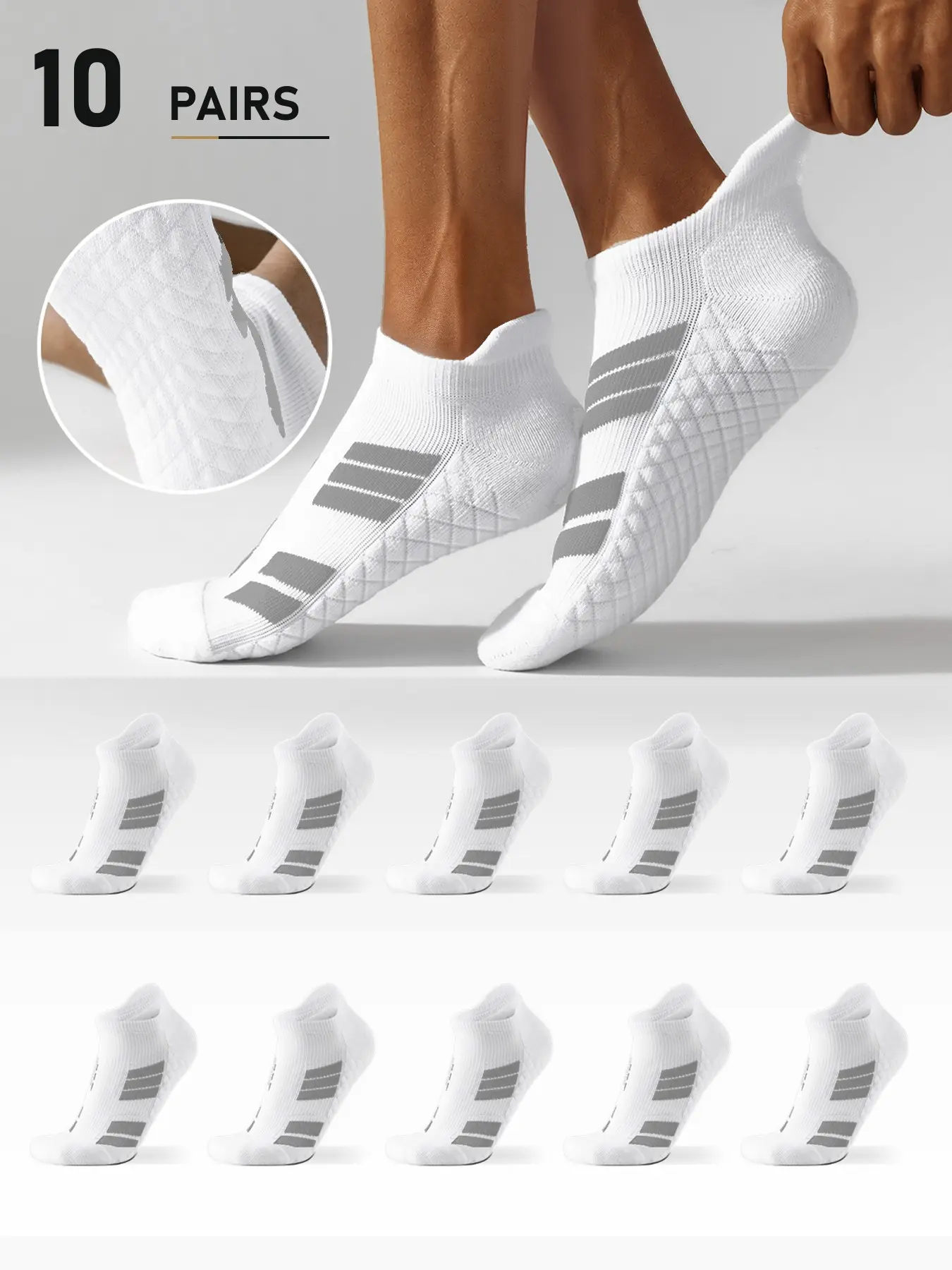 Unisex Low Top Sports Socks, Full Cushioning, Arch Support, Breathable Mesh, Seamless Toe, Soft Comfort, Ideal for Running, Gym, Walking, Travel