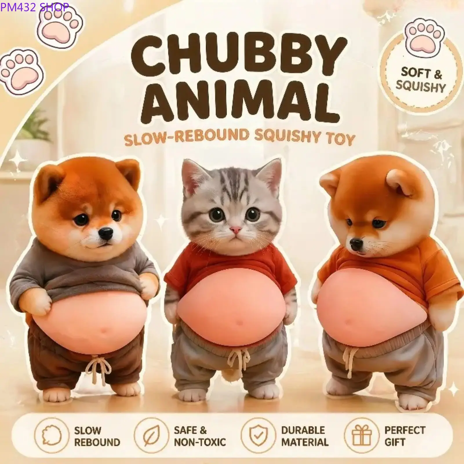 6-Pack Cute Animal Door Stopper Wall Protectors – Soft Silicone 3D Anti-Collision Door Bumpers, Noise-Reducing Wall Protectors with Shiba Inu & Cat Design for Home, Office & Apartment