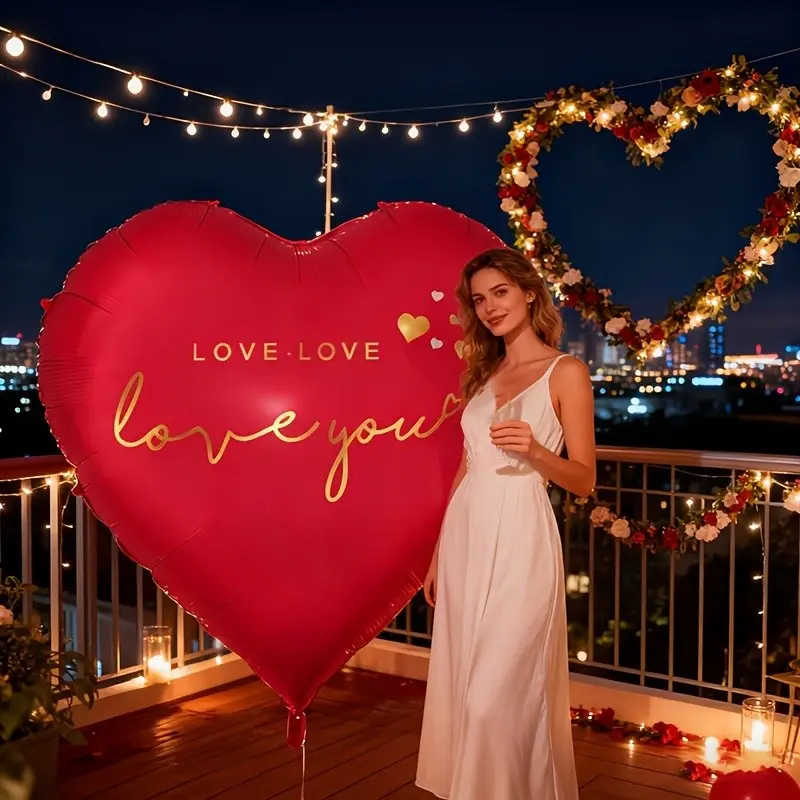 63-Inch Heart Shaped Aluminum Foil Balloon, Perfect for Valentine's Day Parties, Wedding Decorations, Engagements, Anniversaries