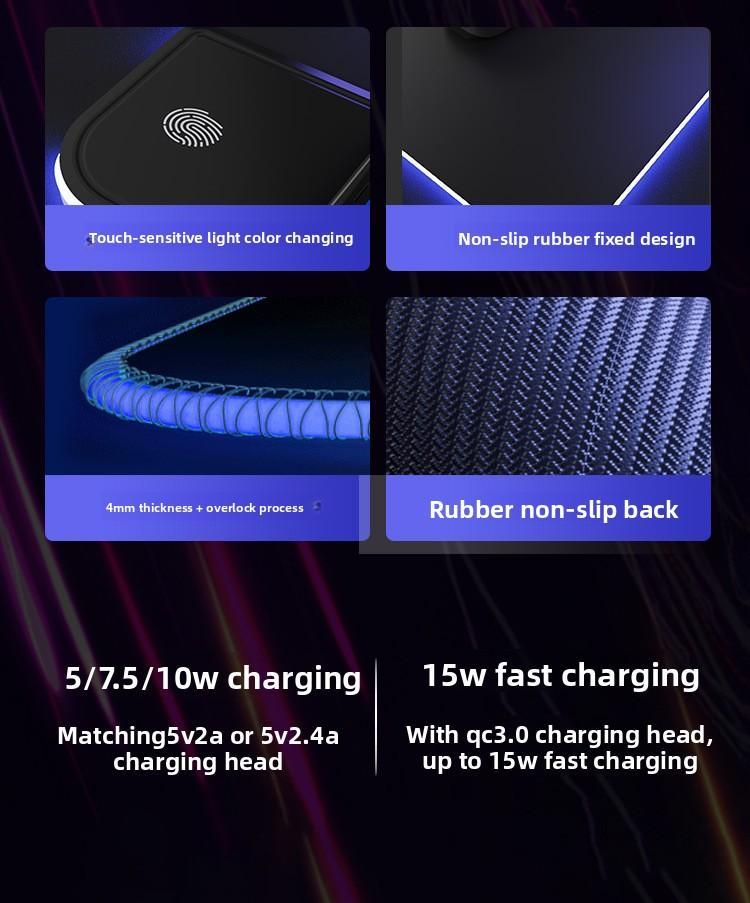XXL Gaming Mouse Pad with Magnetic Wireless Charging, RGB BlackMousepad Desk Mat with 15W FastCharger, Waterproof Laptop Writing forOffice, Home, Gaming Desktop Accessory[Christmas] Valentine's Day gift